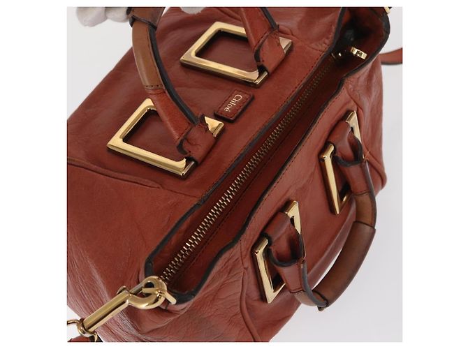 Chloé Borsa a mano in pelle Chloe Etel 2 in 1 marrone oro Auth hk3381 D'oro - vista 6