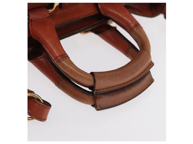 Chloé Borsa a mano in pelle Chloe Etel 2 in 1 marrone oro Auth hk3381 D'oro - vista 7