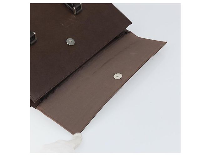 Burberry Bolsa de mão de couro marrom com detalhes em prata Auth ep13146 - vista 11