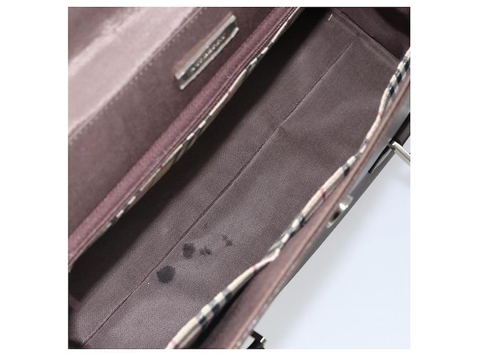Burberry Bolsa de mão de couro marrom com detalhes em prata Auth ep13146 - vista 12