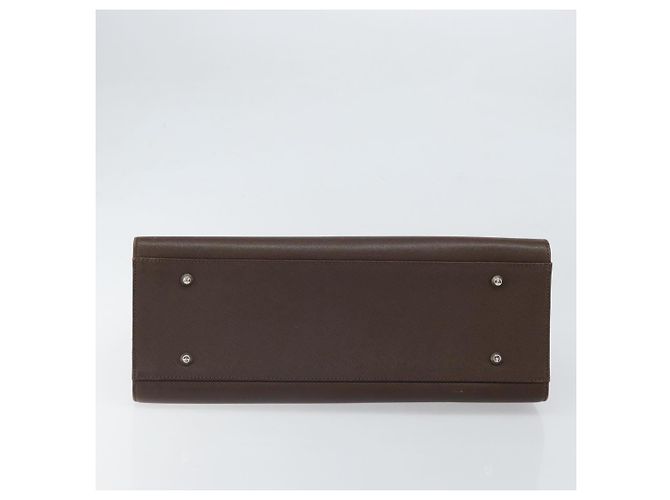 Burberry Bolsa de mão de couro marrom com detalhes em prata Auth ep13146 - vista 5