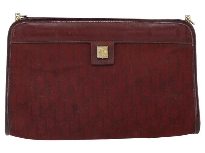 Borsa a spalla in tela Trotter Christian Dior rossa e oro Auth BA9903 Rosso D'oro - vista 2