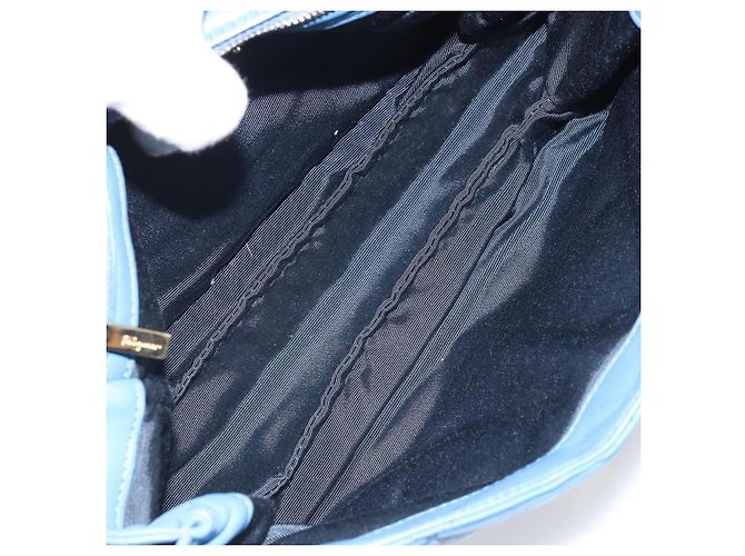 Borsa a Spalla Salvatore Ferragamo Vala in Pelle Blu Oro Auth 169096V D'oro - vista 10