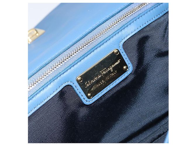 Borsa a Spalla Salvatore Ferragamo Vala in Pelle Blu Oro Auth 169096V D'oro - vista 20