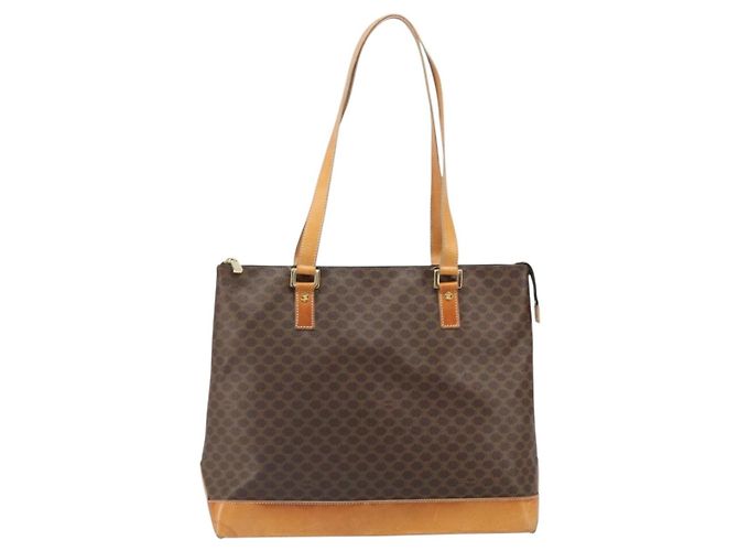 Céline Borsa tote in tela Macadam CELINE in pelle PVC marrone oro Auth 170454 D'oro - vista 13
