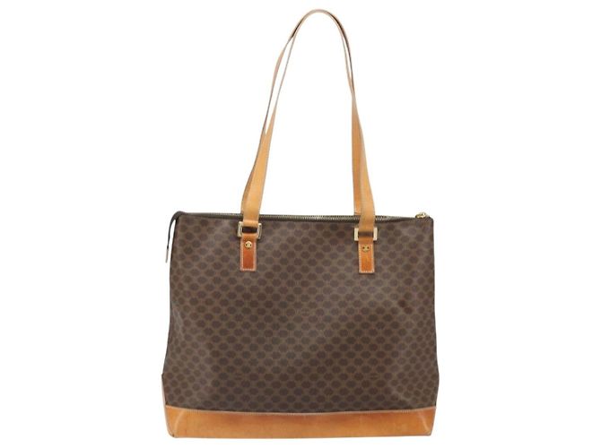 Céline Borsa tote in tela Macadam CELINE in pelle PVC marrone oro Auth 170454 D'oro - vista 2