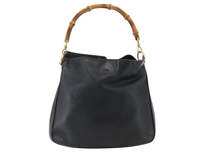 Borsa a Mano in Pelle Gucci Bamboo Nera Oro 001 1014 1638 Auth ep13124 Nero D'oro - vista 13