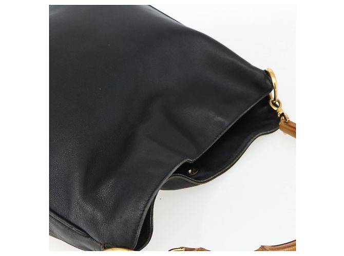 Borsa a Mano in Pelle Gucci Bamboo Nera Oro 001 1014 1638 Auth ep13124 Nero D'oro - vista 6