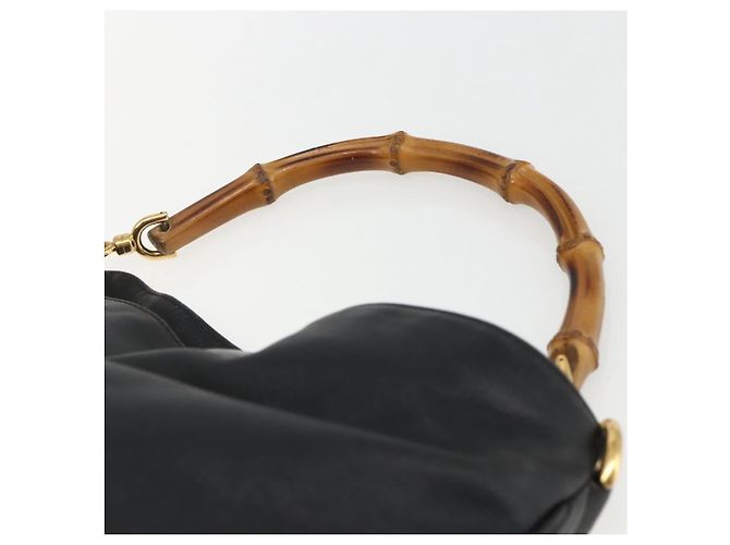 Borsa a Mano in Pelle Gucci Bamboo Nera Oro 001 1014 1638 Auth ep13124 Nero D'oro - vista 8