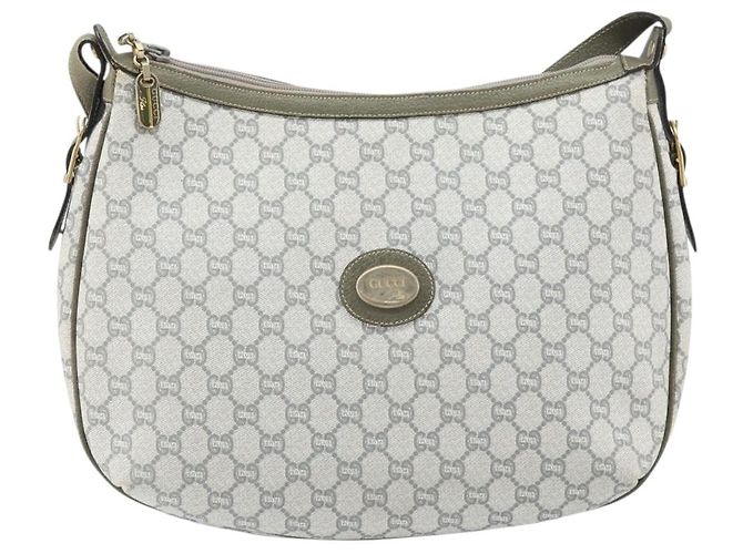 Borsa a Spalla GUCCI GG Plus Supreme PVC Grigio Oro Auth 165221 Marrone D'oro - vista 13