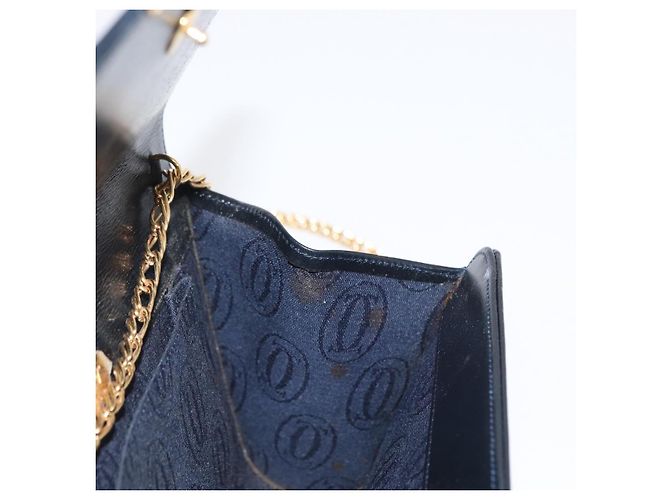 Borsa a spalla in pelle Cartier Navy Gold Auth bs33045 D'oro Blu navy - vista 19