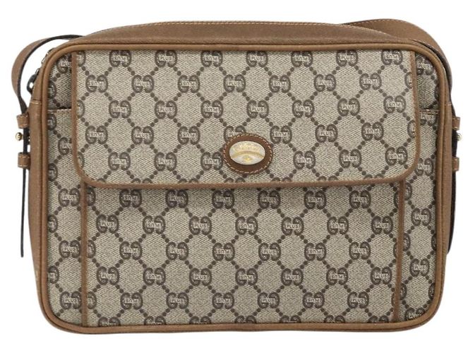 Borsa a Spalla GUCCI GG Plus Supreme PVC Beige Oro Auth 170322 D'oro - vista 13