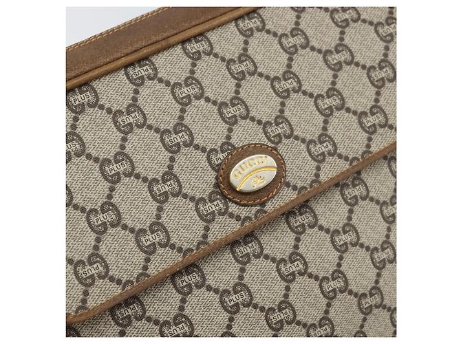 Borsa a Spalla GUCCI GG Plus Supreme PVC Beige Oro Auth 170322 D'oro - vista 17