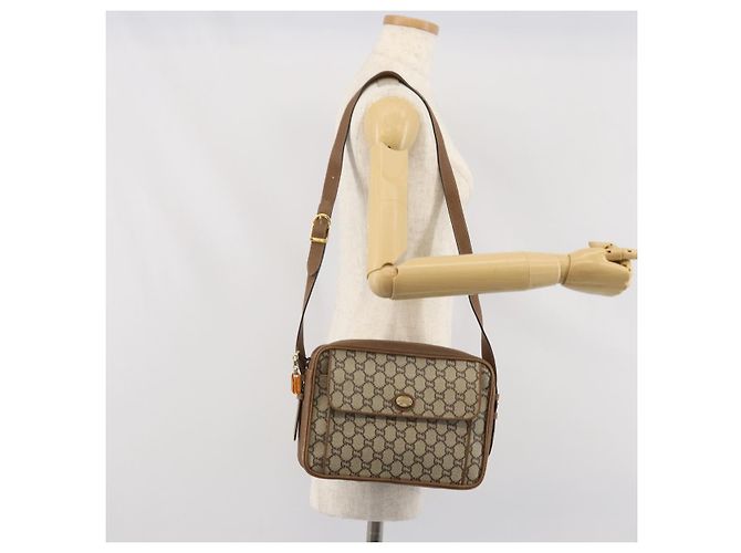 Borsa a Spalla GUCCI GG Plus Supreme PVC Beige Oro Auth 170322 D'oro - vista 23