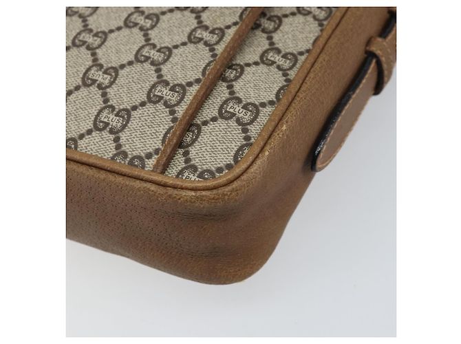 Borsa a Spalla GUCCI GG Plus Supreme PVC Beige Oro Auth 170322 D'oro - vista 9