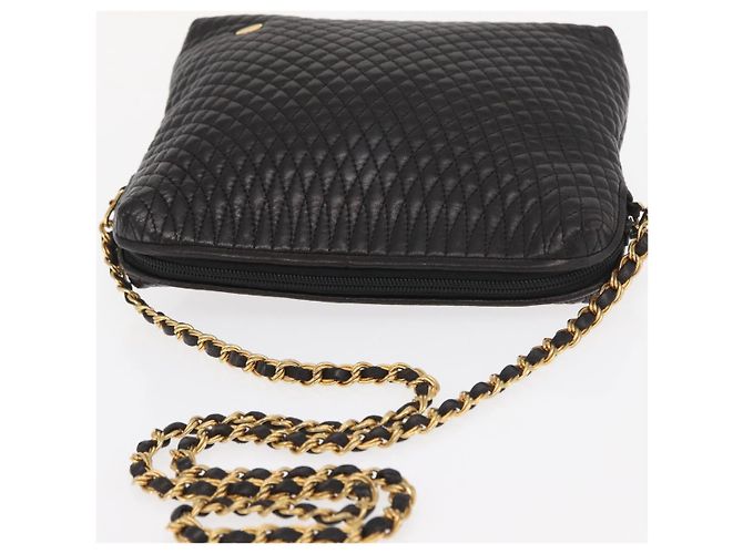BALLY Borsa a Spalla con Catena Pelle Nera Oro Auth 171355 Nero D'oro - vista 6
