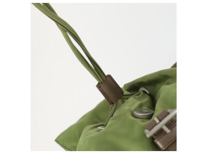 PRADA Backpack Nylon Green Silver Auth 165488 Silvery - view 9