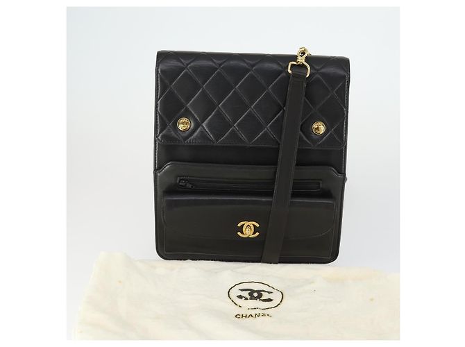 CHANEL Borsa a Spalla Matelassé in Pelle di Agnello Nera Oro CC Auth 159827SAV Nero D'oro - vista 12
