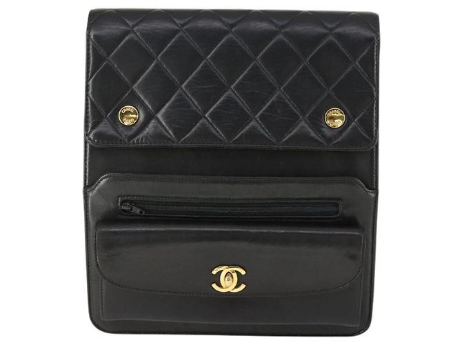CHANEL Borsa a Spalla Matelassé in Pelle di Agnello Nera Oro CC Auth 159827SAV Nero D'oro - vista 13