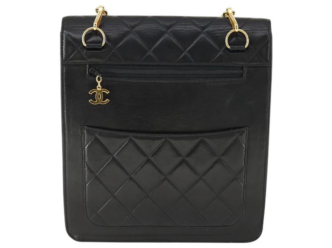 CHANEL Borsa a Spalla Matelassé in Pelle di Agnello Nera Oro CC Auth 159827SAV Nero D'oro - vista 2