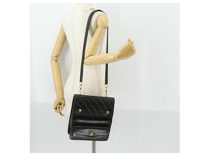 CHANEL Borsa a Spalla Matelassé in Pelle di Agnello Nera Oro CC Auth 159827SAV Nero D'oro - vista 26