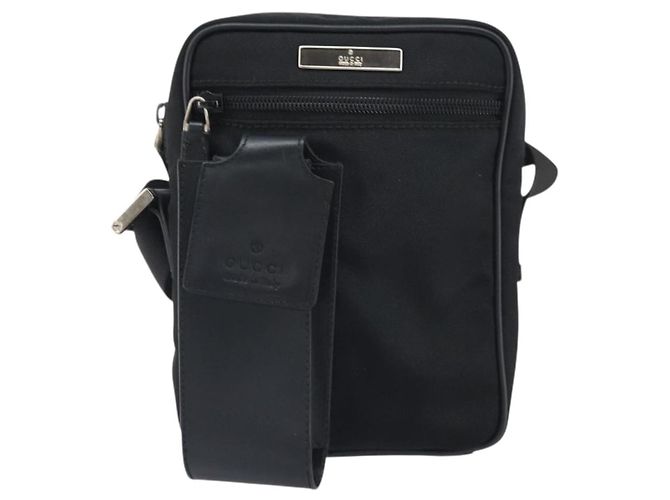 Borsa a Spalla GUCCI Nylon Nero Argento 018 1619 Auth 170116 - vista 13