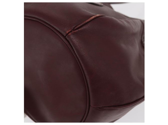 Cartier Borsa a spalla Must Line in pelle Bordeaux oro Auth BA10279 D'oro Bordò - vista 13