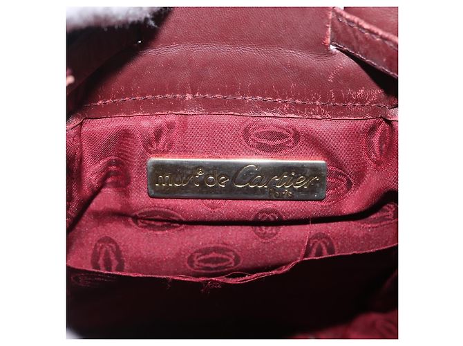 Cartier Borsa a spalla Must Line in pelle Bordeaux oro Auth BA10279 D'oro Bordò - vista 15