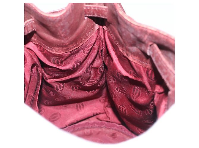 Cartier Borsa a spalla Must Line in pelle Bordeaux oro Auth BA10279 D'oro Bordò - vista 17