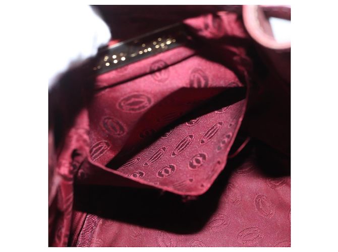 Cartier Borsa a spalla Must Line in pelle Bordeaux oro Auth BA10279 D'oro Bordò - vista 19