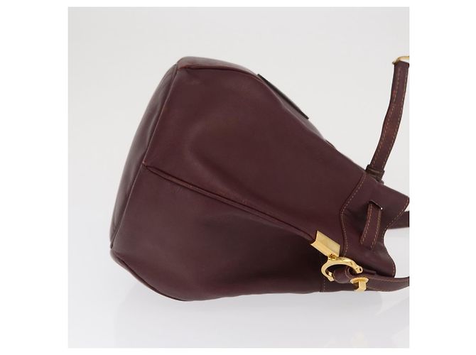 Cartier Borsa a spalla Must Line in pelle Bordeaux oro Auth BA10279 D'oro Bordò - vista 4