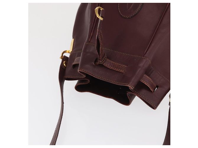 Cartier Borsa a spalla Must Line in pelle Bordeaux oro Auth BA10279 D'oro Bordò - vista 6