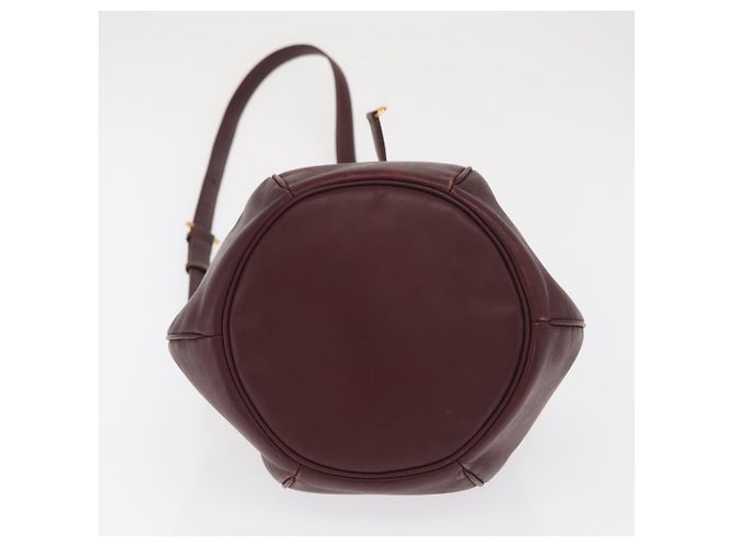 Cartier Borsa a spalla Must Line in pelle Bordeaux oro Auth BA10279 D'oro Bordò - vista 9