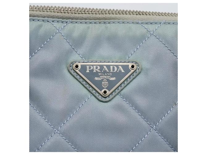 PRADA Tote Bag Nylon Hellblau Silber Auth 170632 - Ansicht 18