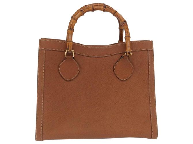 Bolsa de mão em couro Gucci Bamboo marrom dourado 002 2853 02600 Auth bs33066 - vista 13