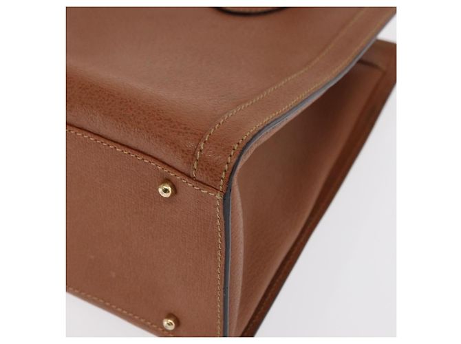 Bolsa de mão em couro Gucci Bamboo marrom dourado 002 2853 02600 Auth bs33066 - vista 14