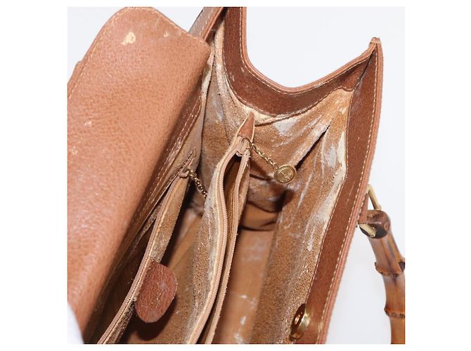 Bolsa de mão em couro Gucci Bamboo marrom dourado 002 2853 02600 Auth bs33066 - vista 18