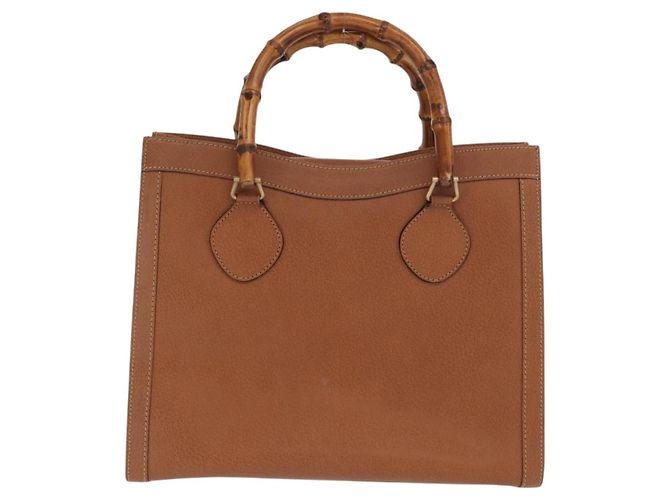 Bolsa de mão em couro Gucci Bamboo marrom dourado 002 2853 02600 Auth bs33066 - vista 2