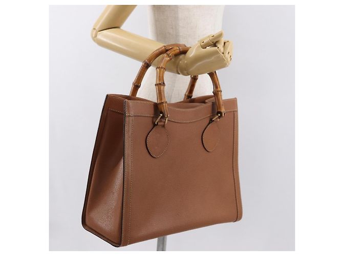 Bolsa de mão em couro Gucci Bamboo marrom dourado 002 2853 02600 Auth bs33066 - vista 21