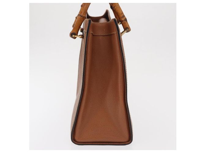 Bolsa de mão em couro Gucci Bamboo marrom dourado 002 2853 02600 Auth bs33066 - vista 3