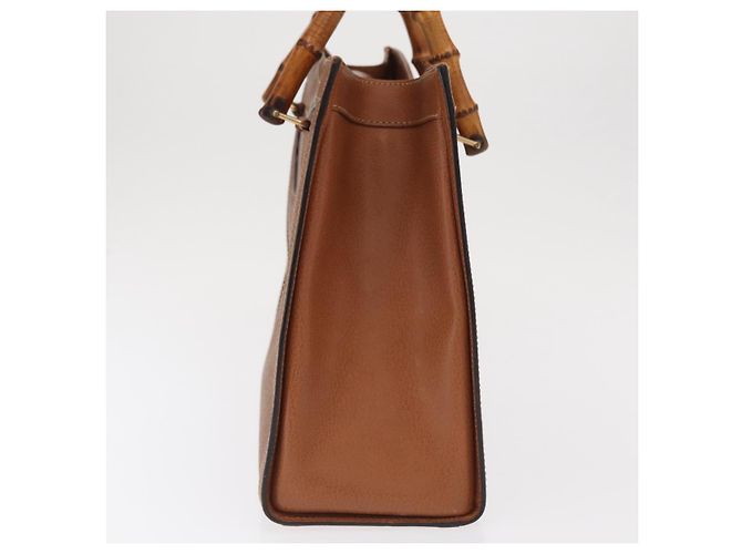 Bolsa de mão em couro Gucci Bamboo marrom dourado 002 2853 02600 Auth bs33066 - vista 4