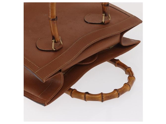 Bolsa de mão em couro Gucci Bamboo marrom dourado 002 2853 02600 Auth bs33066 - vista 6