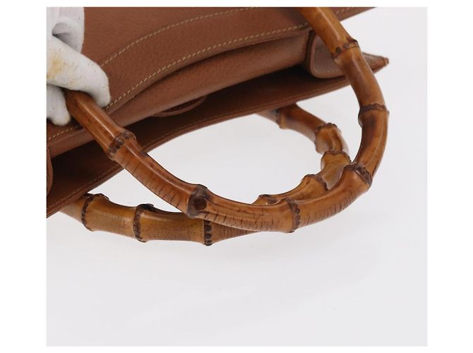 Bolsa de mão em couro Gucci Bamboo marrom dourado 002 2853 02600 Auth bs33066 - vista 7