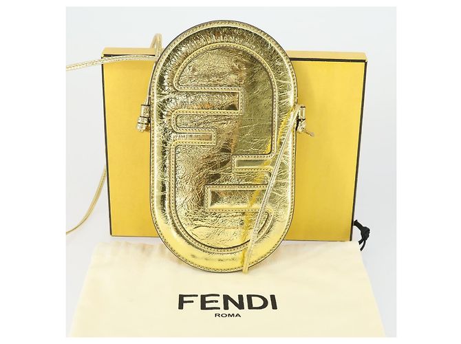 FENDI Orlock Borsa a Spalla per Smartphone in Pelle Dorata Auth SW2114SAM D'oro - vista 12