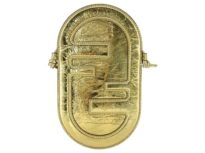 FENDI Orlock Borsa a Spalla per Smartphone in Pelle Dorata Auth SW2114SAM D'oro - vista 13