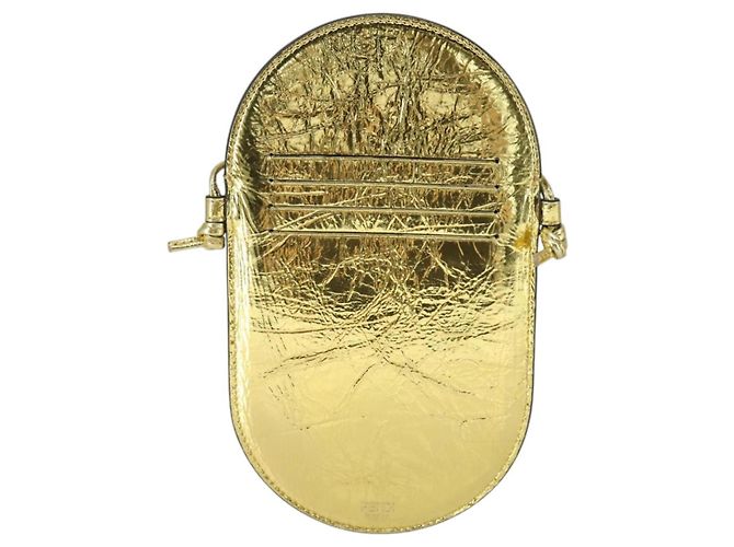 FENDI Orlock Borsa a Spalla per Smartphone in Pelle Dorata Auth SW2114SAM D'oro - vista 2
