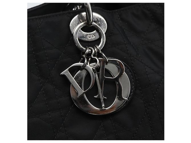 Christian Dior Borsa Lady Dior in nylon nero e argento Auth ep13131 - vista 14