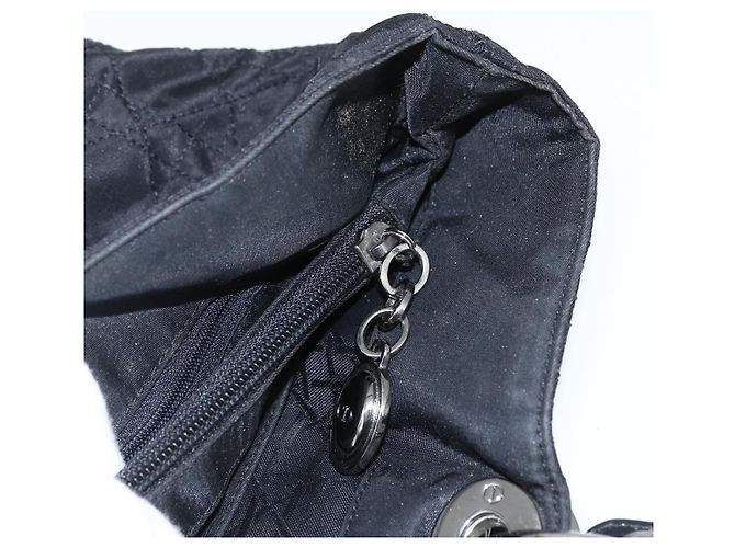 Christian Dior Borsa Lady Dior in nylon nero e argento Auth ep13131 - vista 23