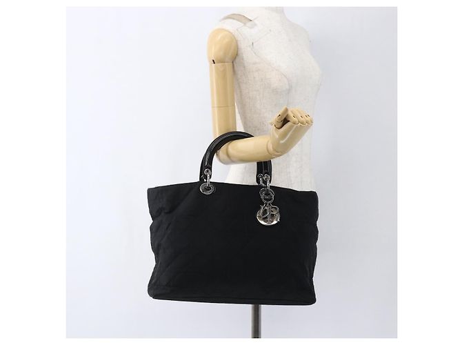 Christian Dior Borsa Lady Dior in nylon nero e argento Auth ep13131 - vista 25