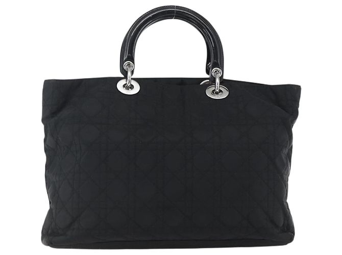 Christian Dior Borsa Lady Dior in nylon nero e argento Auth ep13131 - vista 3